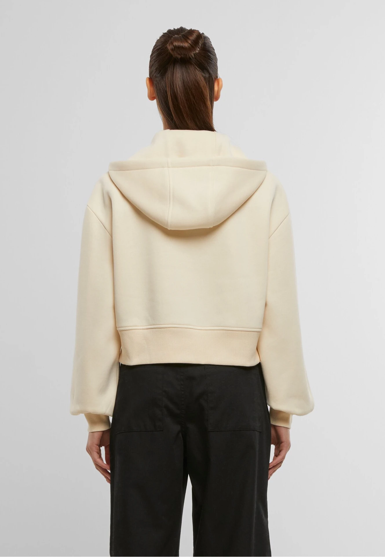 Build Your Brand Ladies Short Oversized Zip Jacket