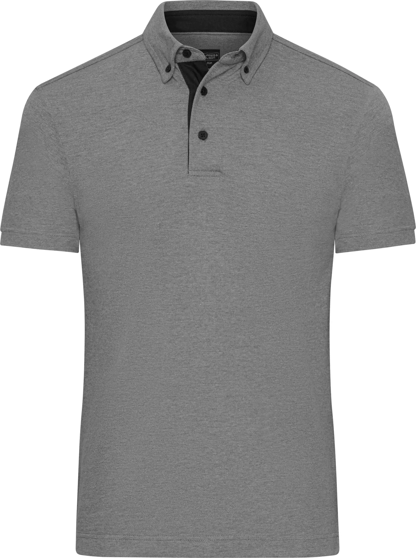 jn964-mens-plain-poloshirt-lightmelange-black-front-3 James & Nicholson Men`s Plain Polo