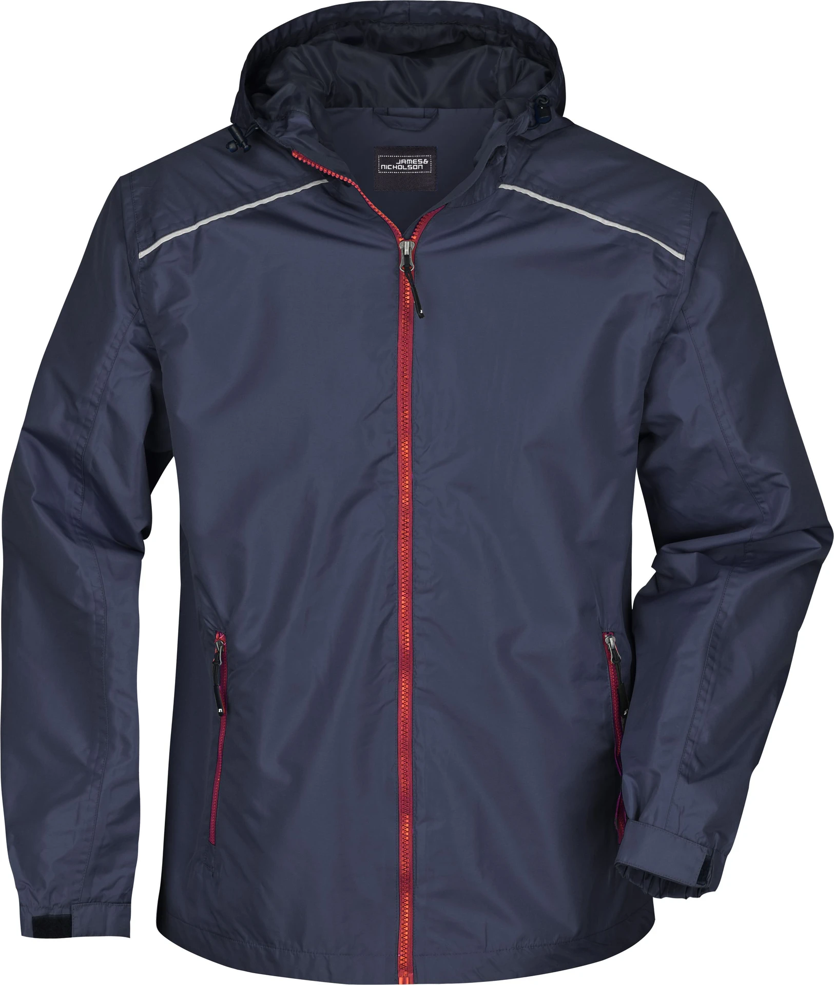 jn1118-mens-rain-jacket-navy-red-front-3 James & Nicholson Men's Rain Jacket