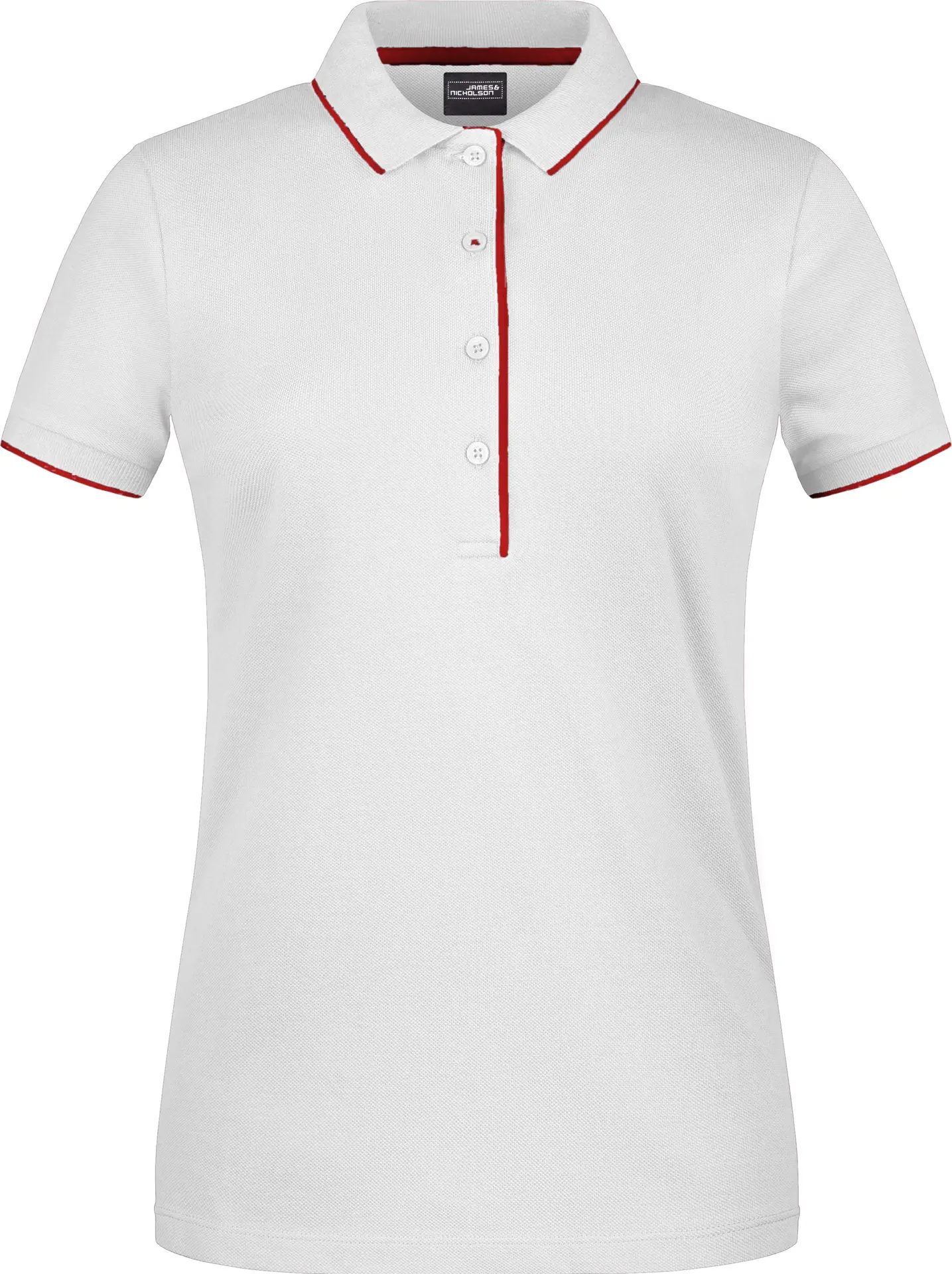 jn727-ladies-poloshirt-stripe-white-red-front-3 James & Nicholson Ladies Polo Stripe