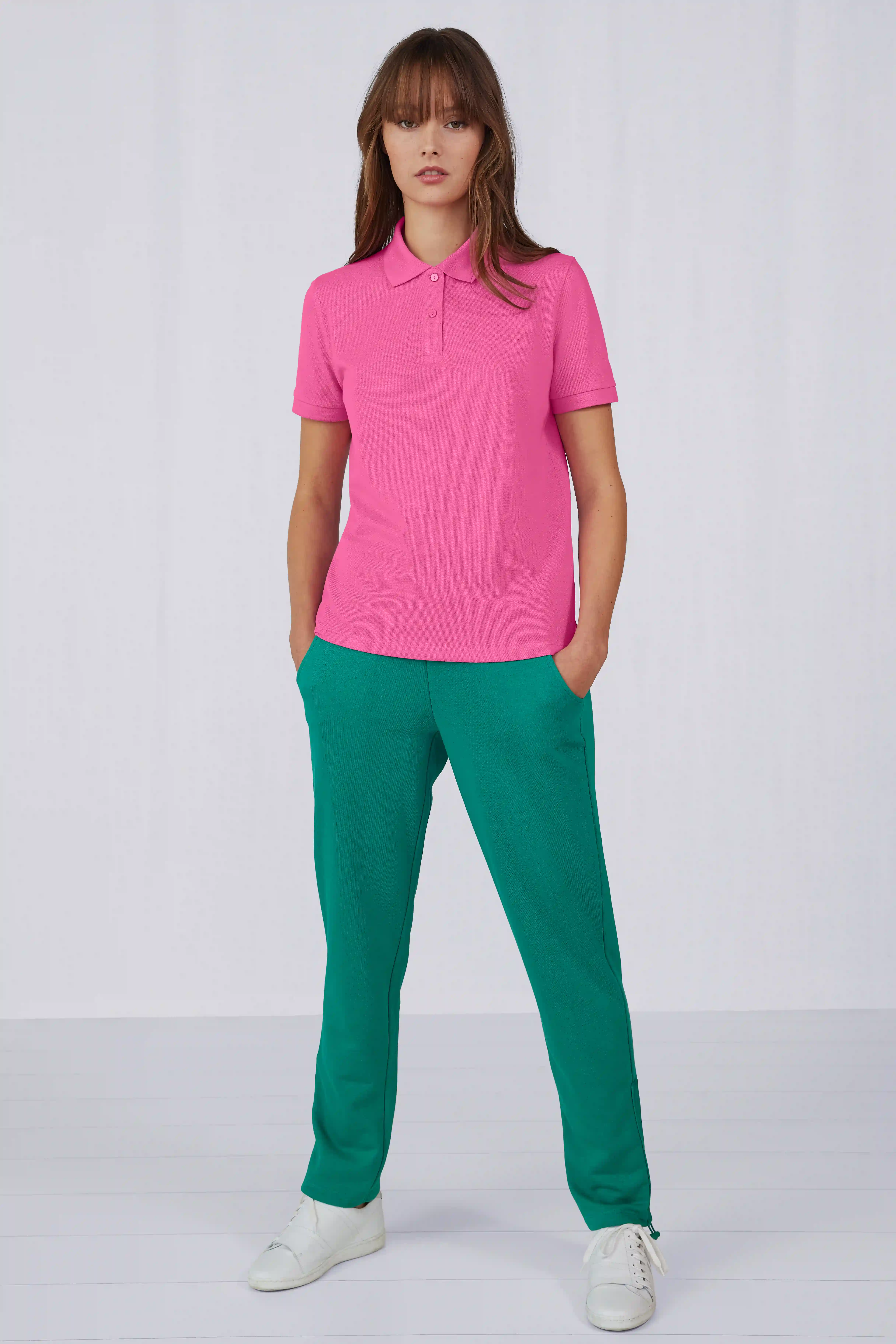 bc-pw465-my-eco-polo-65-35-women-lotus-pink-model-3 B&C My Eco Polo 65/35 Women