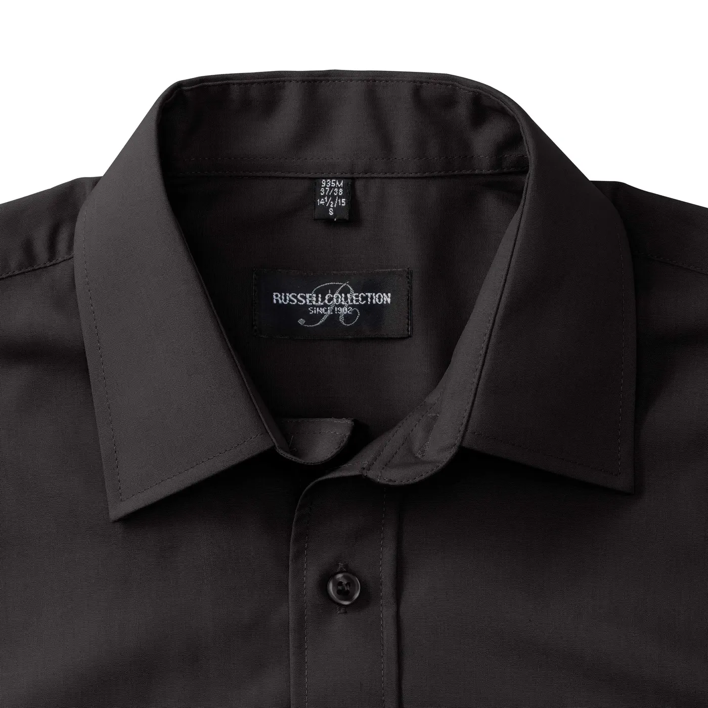russell-r935m-mens-short-sleeve-poly-cotton-easy-care-poplin-shirt-black-detail-6 Russell Men's Short Sleeve Polycotton Easy Care Poplin Shirt