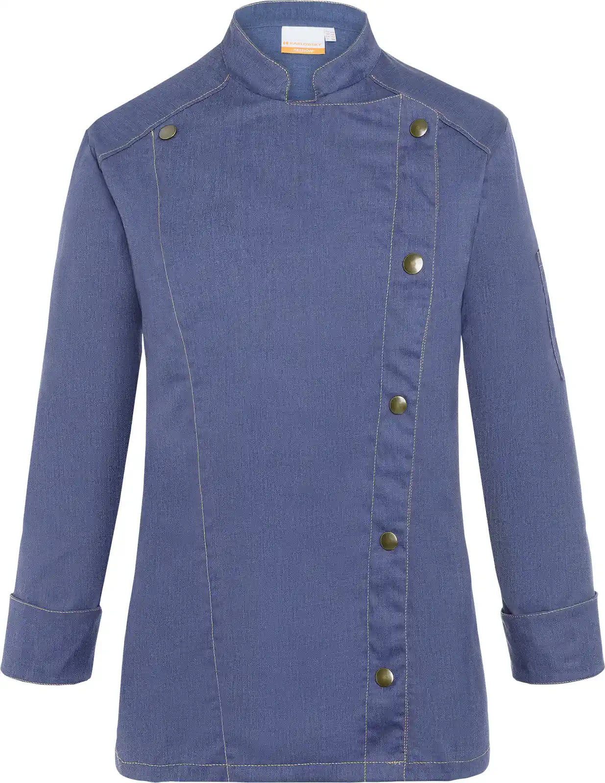 karlowsky-jf20-damen-kochjacke-jeans-style-vintageblue-front-3 KARLOWSKY Damen Kochjacke Jeans-Style