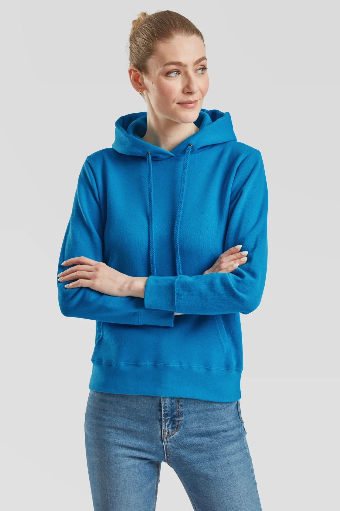 fruit-of-the-loom-62-038-0-ladies-classic-hooded-sweatshirt-azureblue-model-0 F.O.L. Ladies Classic Hooded Sweat