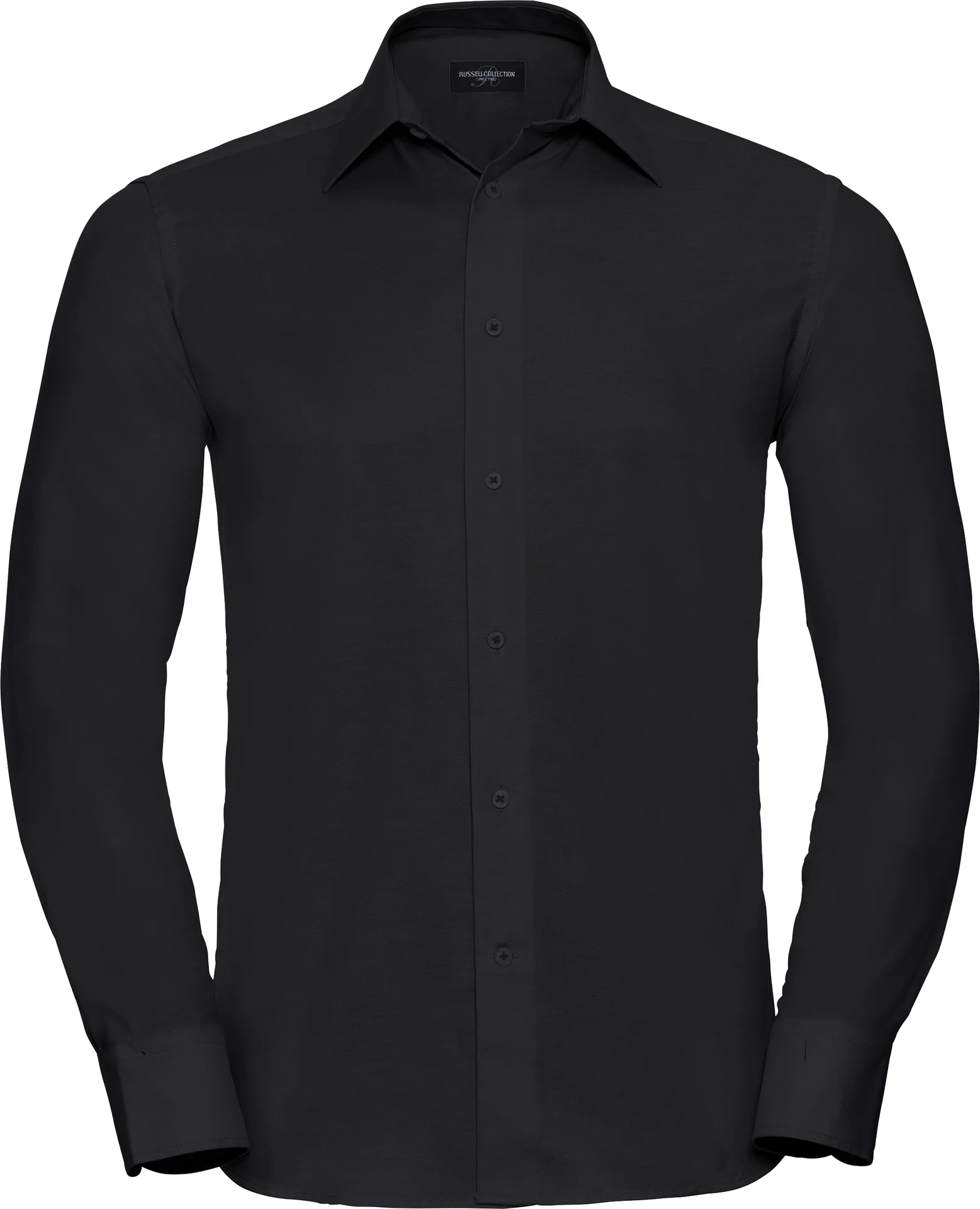 russell-r922m-mens-ls-easy-care-tailored-oxford-shirt-black-front-3 Russell Men's Long Sleeve Easy Care Tailored Oxford Shirt