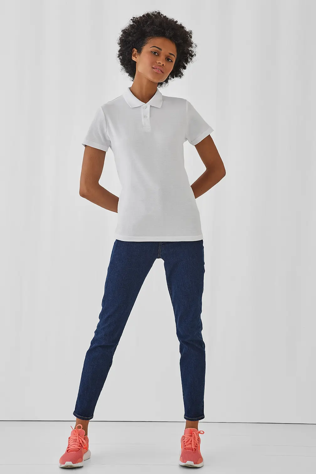 bc-pwi11-id001-women-poloshirt-white-model-2 B&C Poloshirt ID.001 Women
