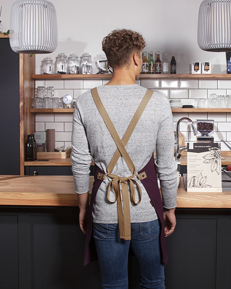 KARLOWSKY Latzschürze Urban-Look mit Kreuzbändern und Tasche