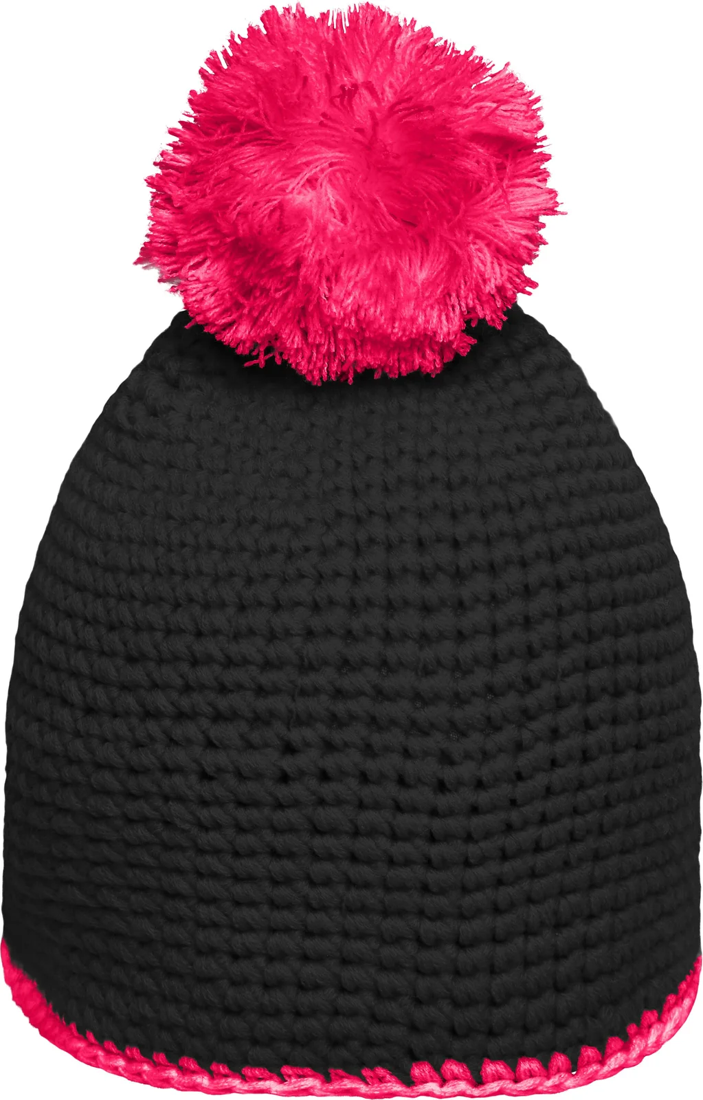 daiber-mb7964-pompon-hat-with-contrast-stripe-black-pink-back-5 myrtle beach Pompon Hat with Contrast Stripe