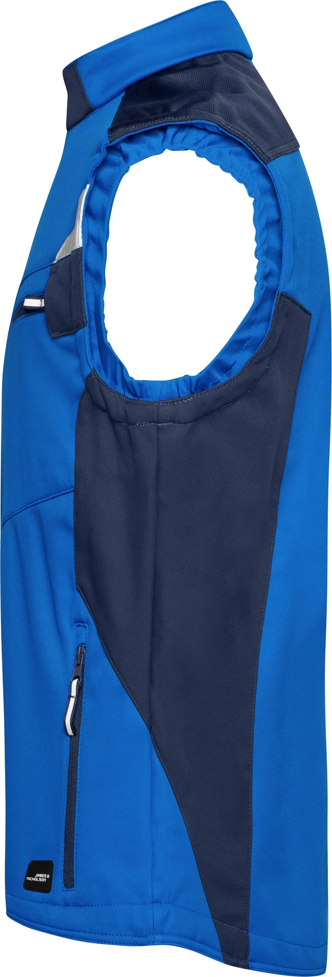 jn845-workwear-softshell-vest-royal-navy-left-4 James & Nicholson Workwear Softshell Vest -Strong-