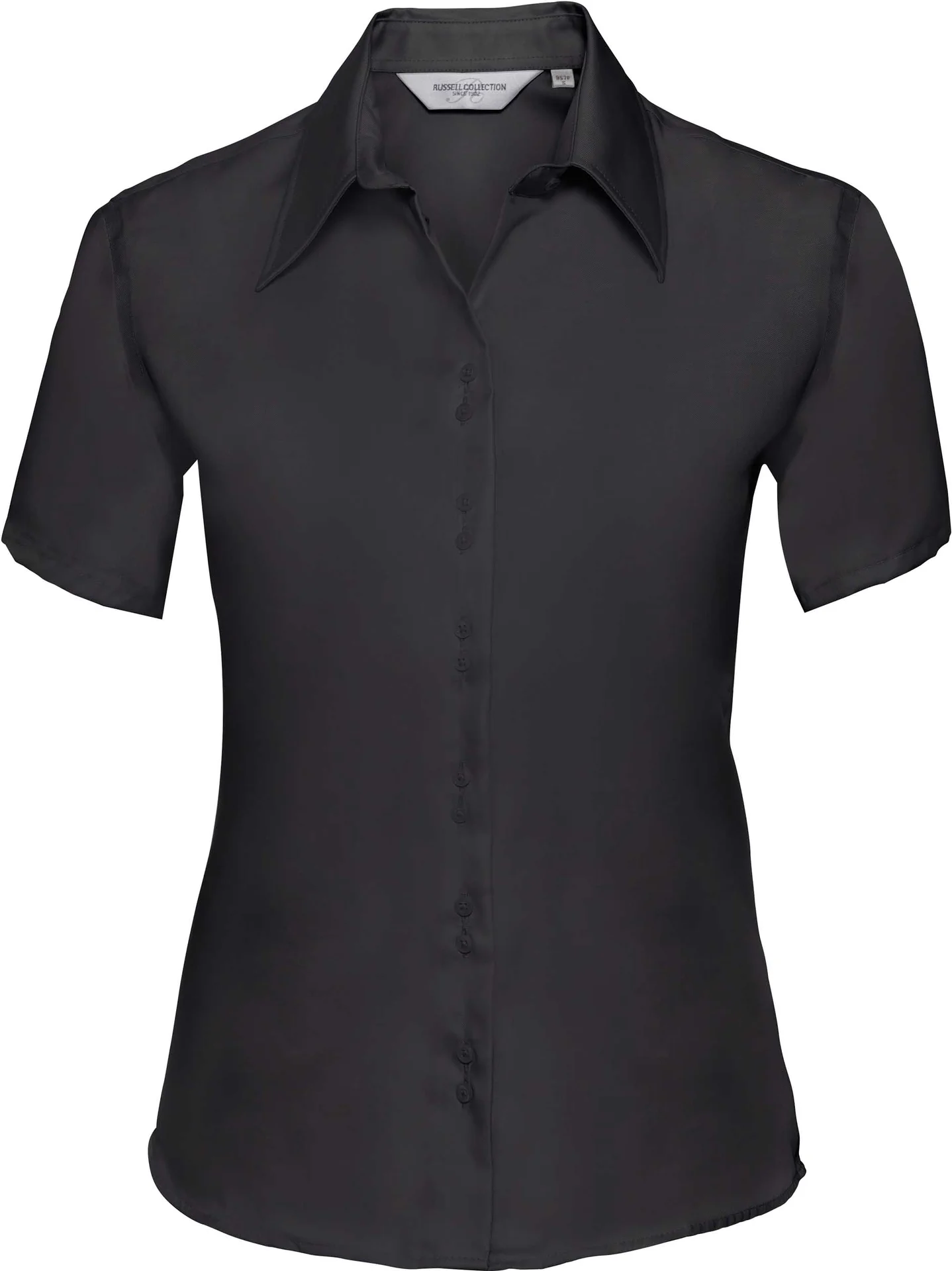 russell-r957f-ladies-short-sleeve-ultimate-non-iron-shirt-black-front-3 Russell Ladies Short Sleeve Ultimate Non-Iron Shirt