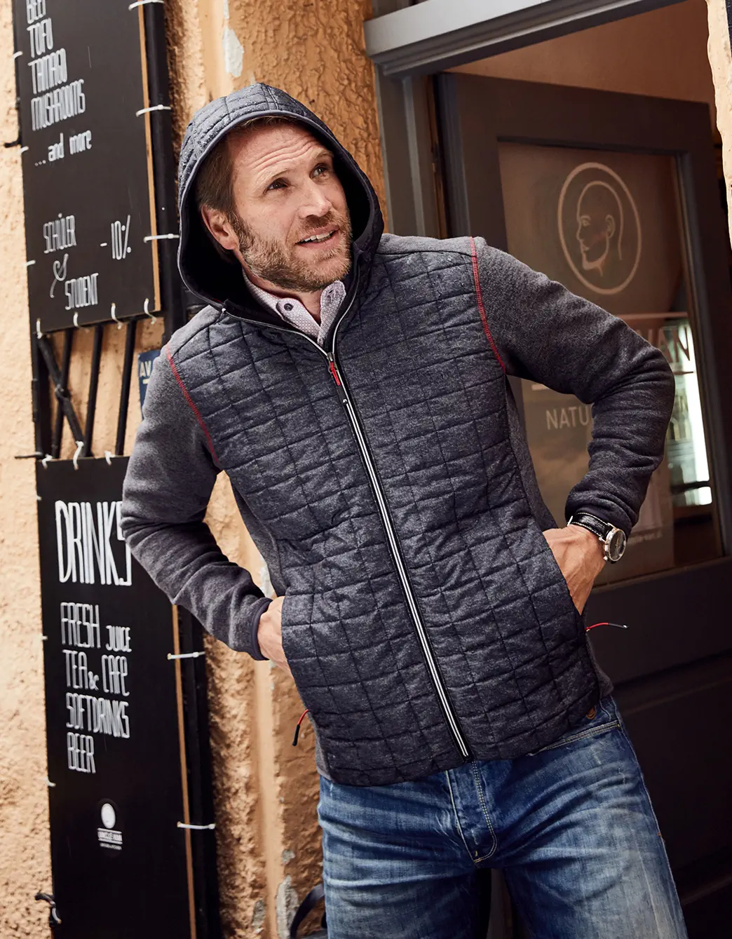 James & Nicholson Men's Knitted Hybrid Jacket