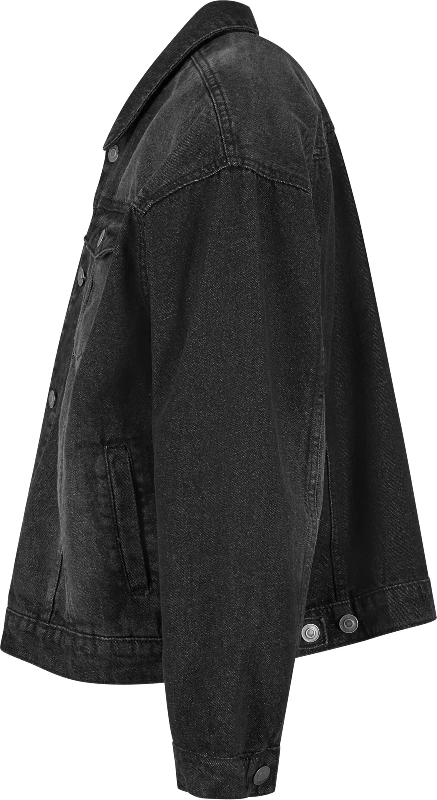 BYB-BY312-heavy-ounce-boxy-denim-jacket-black-left-6 Build Your Brand Heavy Ounce Boxy Denim Jacket