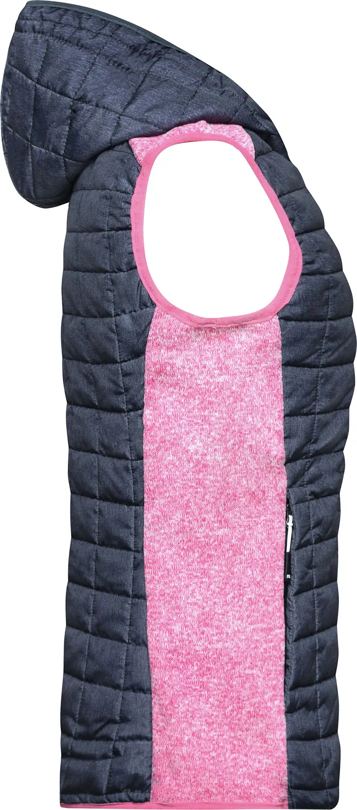 jn767-ladies-knitted-hybrid-vest-pinkmelange-anthracitemelange-right-6 James & Nicholson Ladies Knitted Hybrid Vest