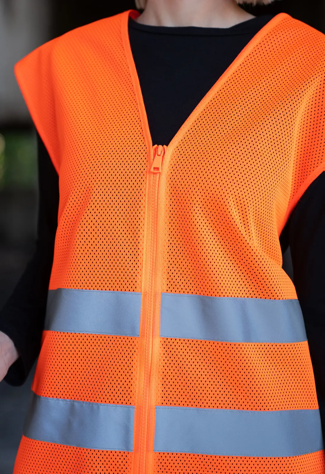 Korntex Mesh-Warnweste Comfort-Fit mit Reißverschluss Rhodes