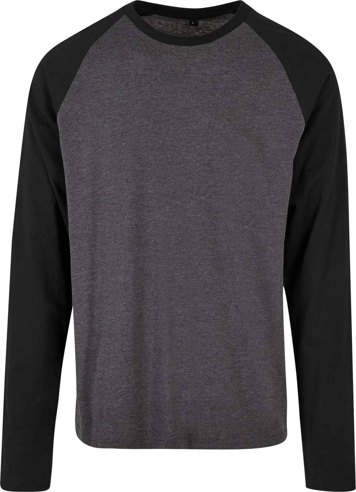 BYB-BB023-mens-contrast-raglan-longsleeve-t-shirt-charcoal-black-front-4 Build Your Brand Contrast Raglan Longsleeve T-Shirt
