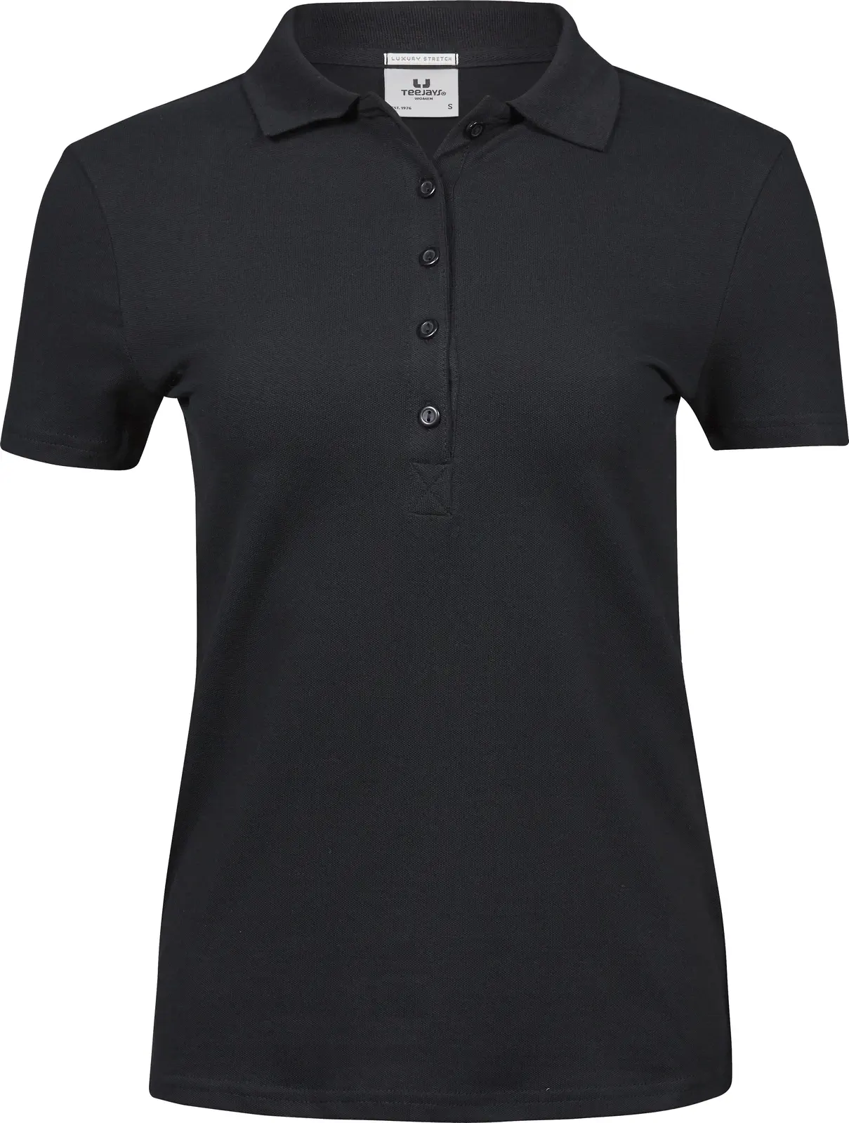 tee-jays-145-womens-luxury-stretch-poloshirt-black-front-1 Tee Jays Ladies` Luxury Stretch Polo