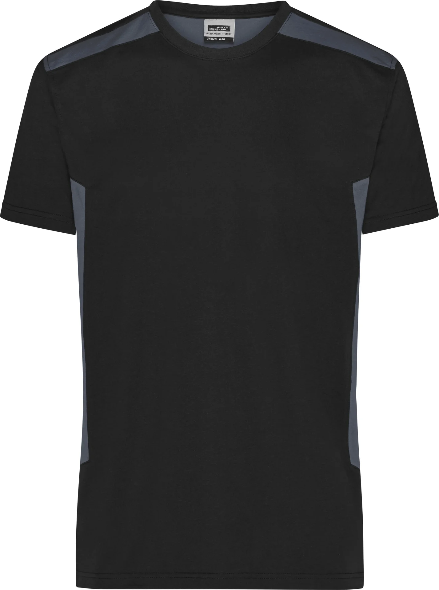 jn1824-mens-workwear-t-shirt-black-carbon-front-3 James & Nicholson Men's Workwear T-Shirt Strong