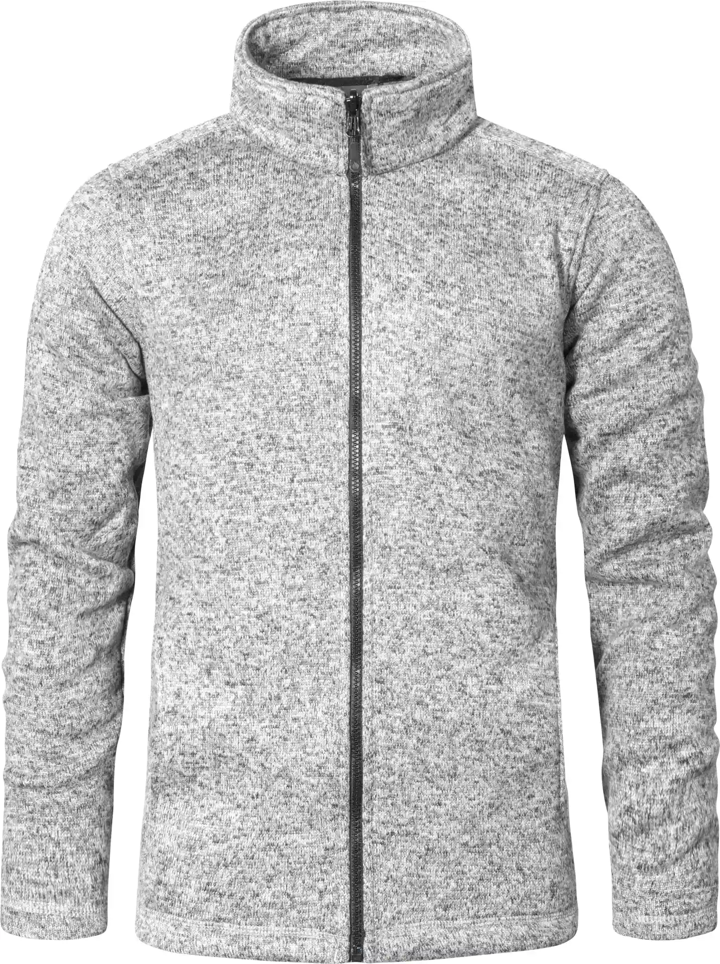 promodoro-7720-mens-knit-fleece-jacket-heathergrey-front-3 Promodoro Men's Knit Fleece Jacket C+