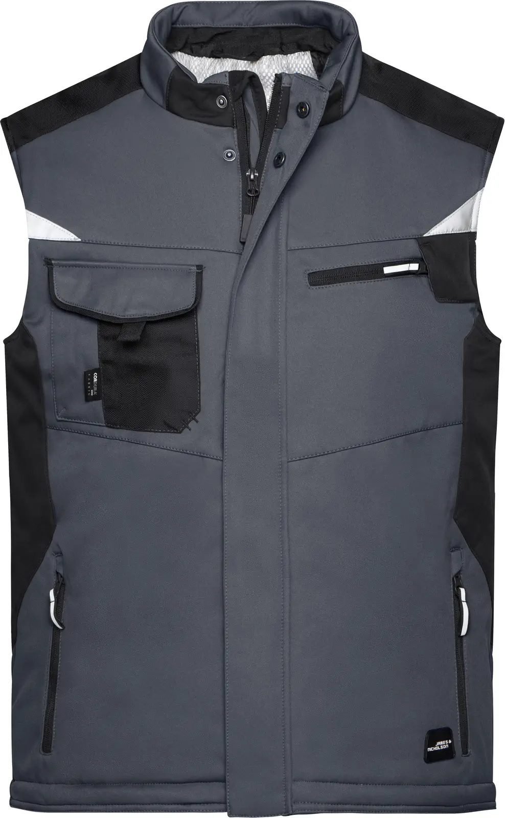 jn825-craftsmen-softshell-vest-carbon-black-front-3 James & Nicholson Craftsmen Softshell Vest -Strong-