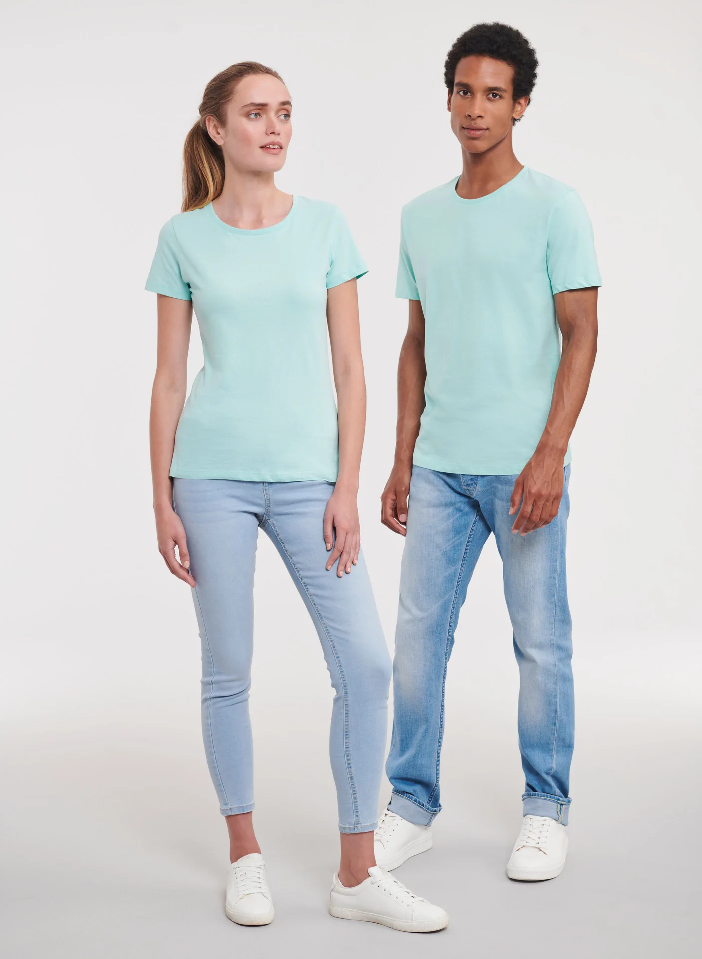 russell-r108m-mens-pure-organic-t-shirt-aqua-model-2 Russell Men's Authentic Tee Pure Organic