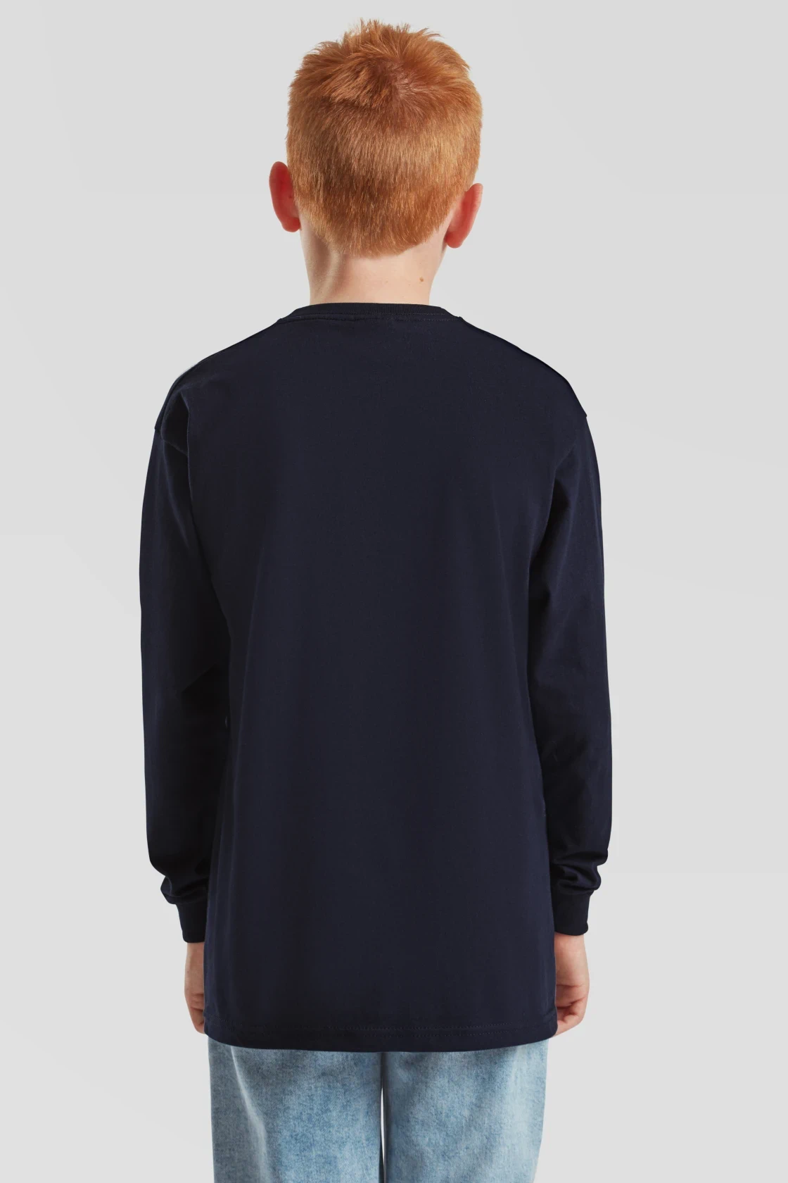 fruit-of-the-loom-61-007-0-kids-valueweight-long-sleeve-t-shirt-deepnavy-model-2 F.O.L. Long Sleeve Valueweight T Kids