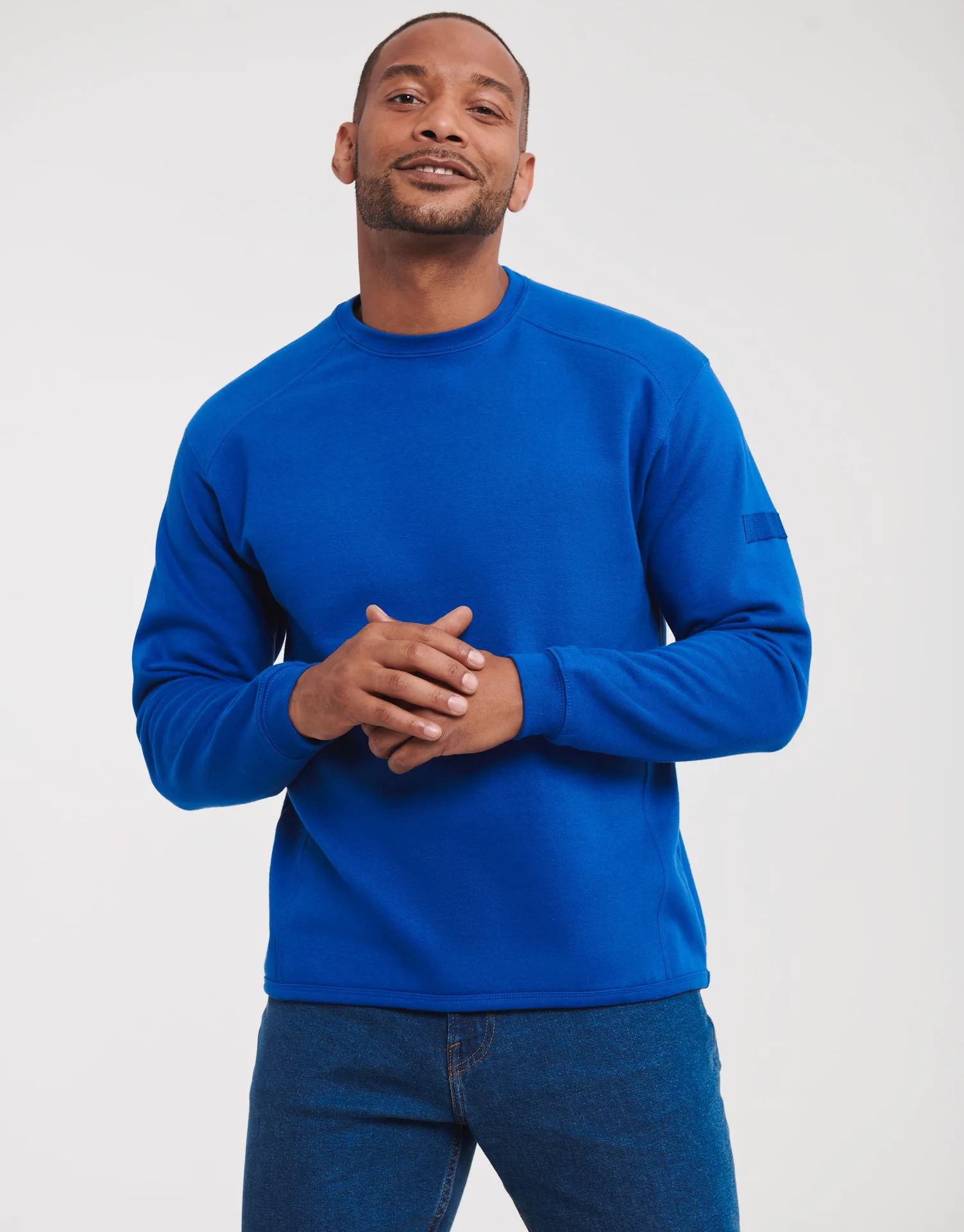 russell-r013m-adults-heavy-duty-crew-neck-sweatshirt-brightroyal-model-1 Russell Heavy Duty Workwear Sweatshirt