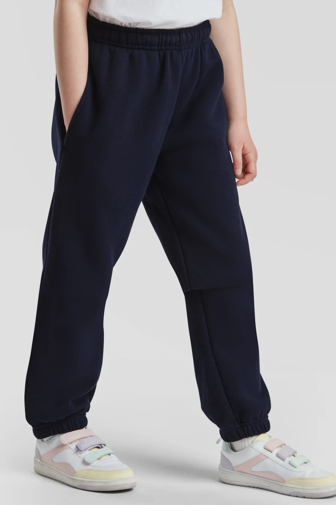 fruit-of-the-loom-64-025-0-kids-premium-elasticated-cuff-jog-pants-deepnavy-model-1 F.O.L. Premium Elasticated Cuff Jog Pants Kids