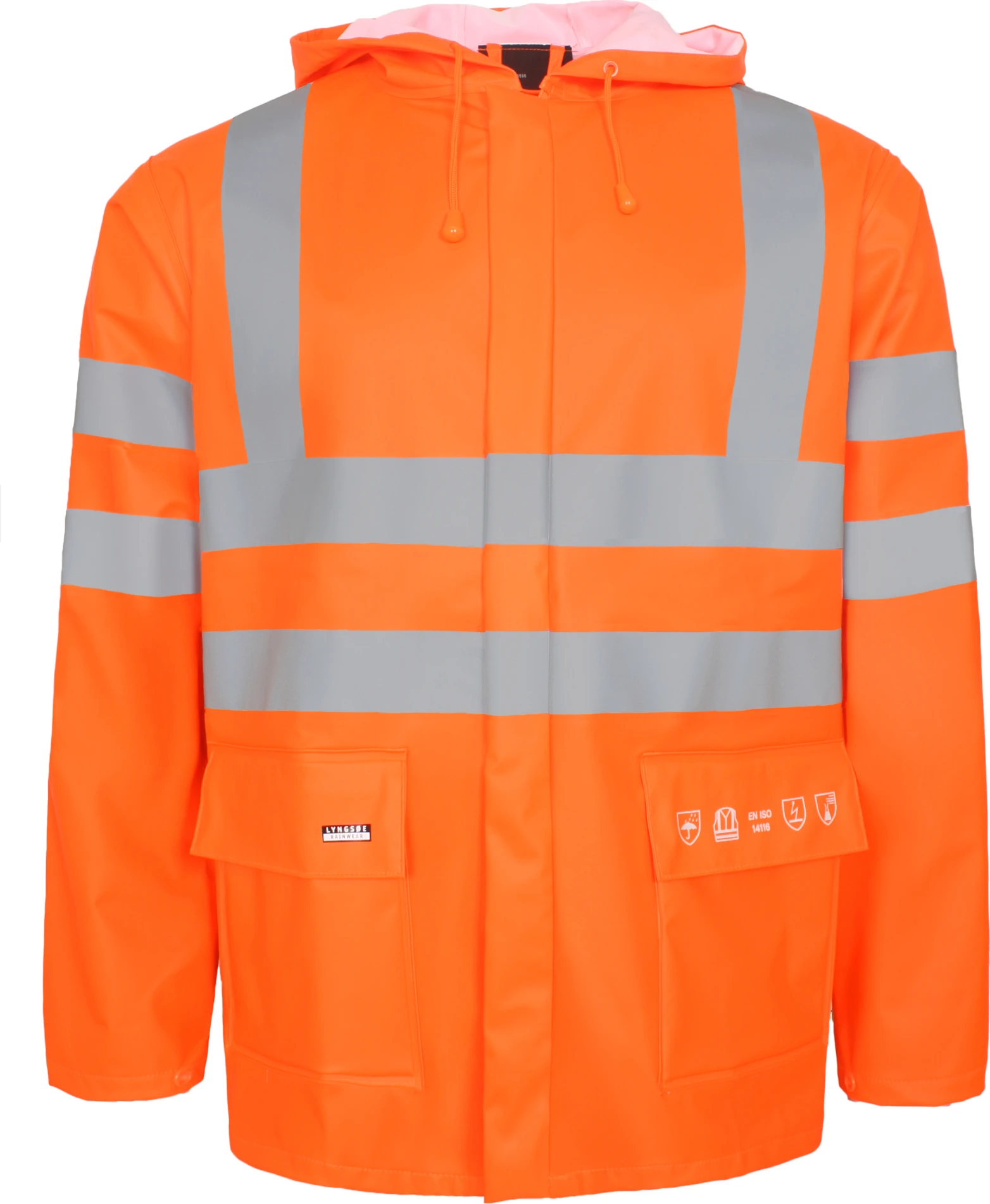 lyngsoe-fr-lr55-woman-flammhemmende-hi-vis-regenjacke-damen-leuchtorange-front-1 Lyngsøe FR-LR55 Damen Flammhemmende Hi-Vis Regenjacke