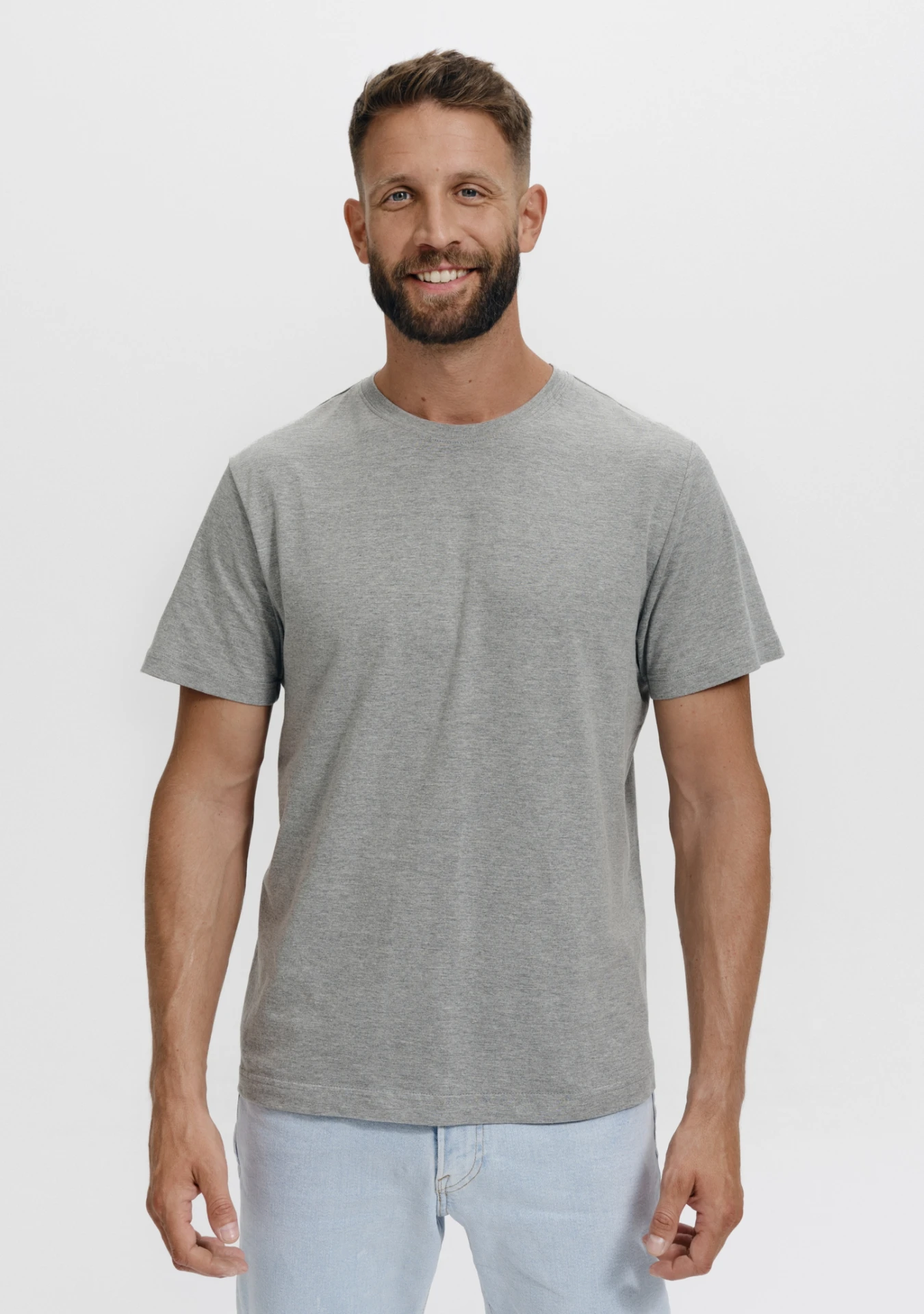 malfini-129-basic-t-shirt-herren-hellgrau-meliert-model-0 MALFINI T-Shirt Basic 129