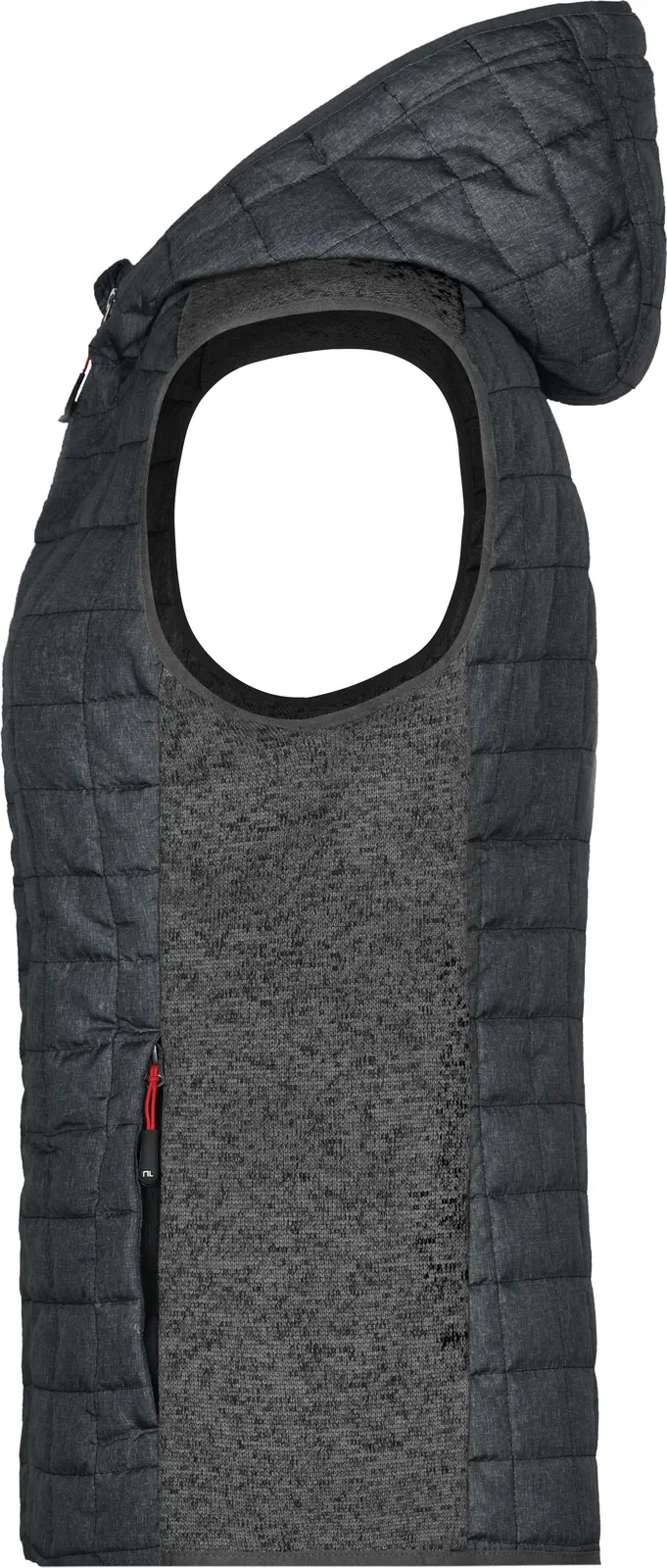 jn767-ladies-knitted-hybrid-vest-greymelange-anthracitemelange-left-4 James & Nicholson Ladies Knitted Hybrid Vest