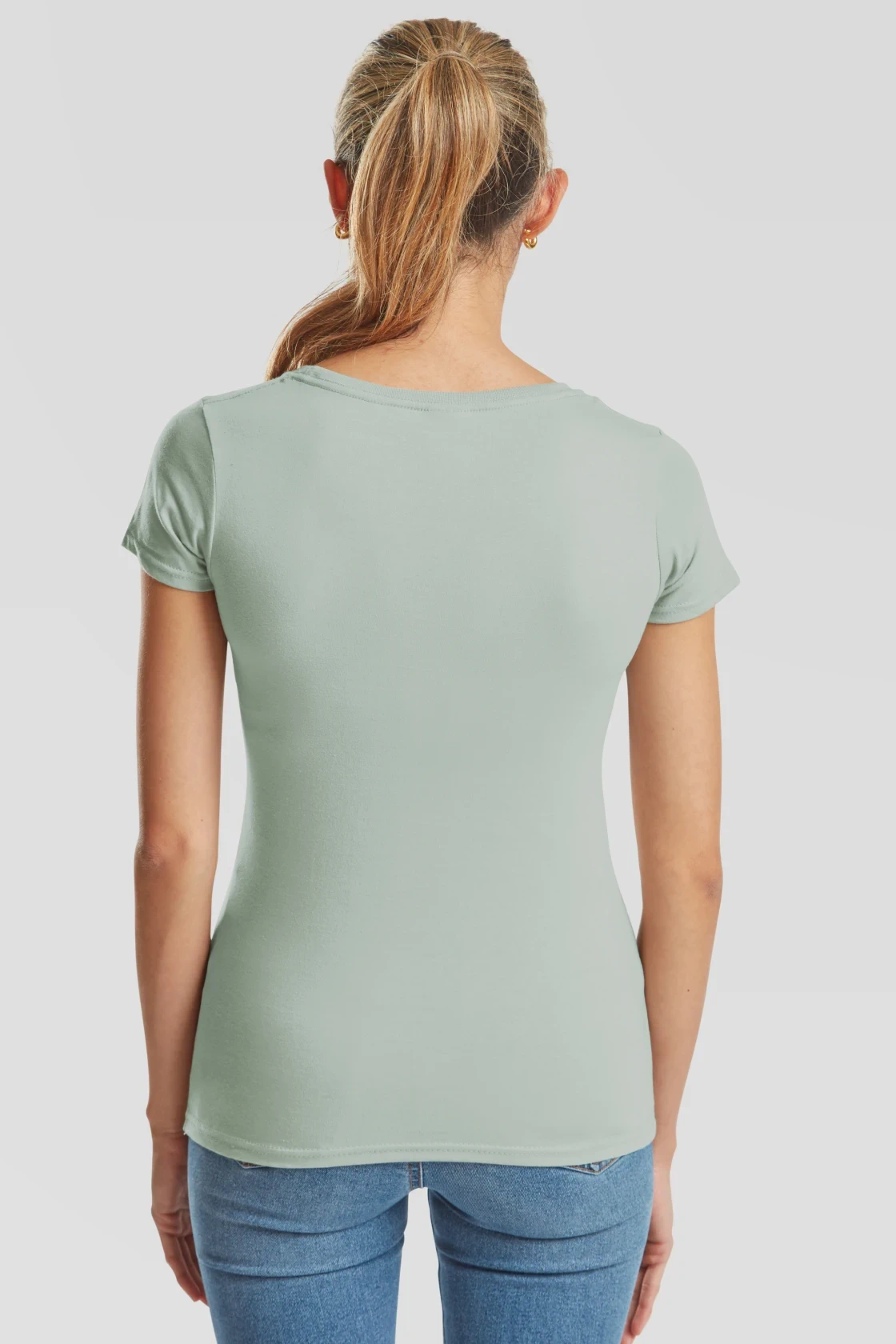 fruit-of-the-loom-61-424-0-ladies-iconic-195-t-shirt-sage-model-2 F.O.L. Ringspun Premium T Lady-fit