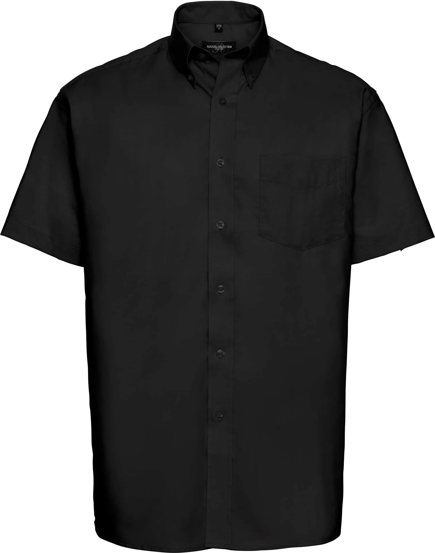 russell-r933m-mens-short-sleeve-easy-care-oxford-shirt-black-front-3 Russell Men's Short Sleeve Easy Care Oxford Shirt