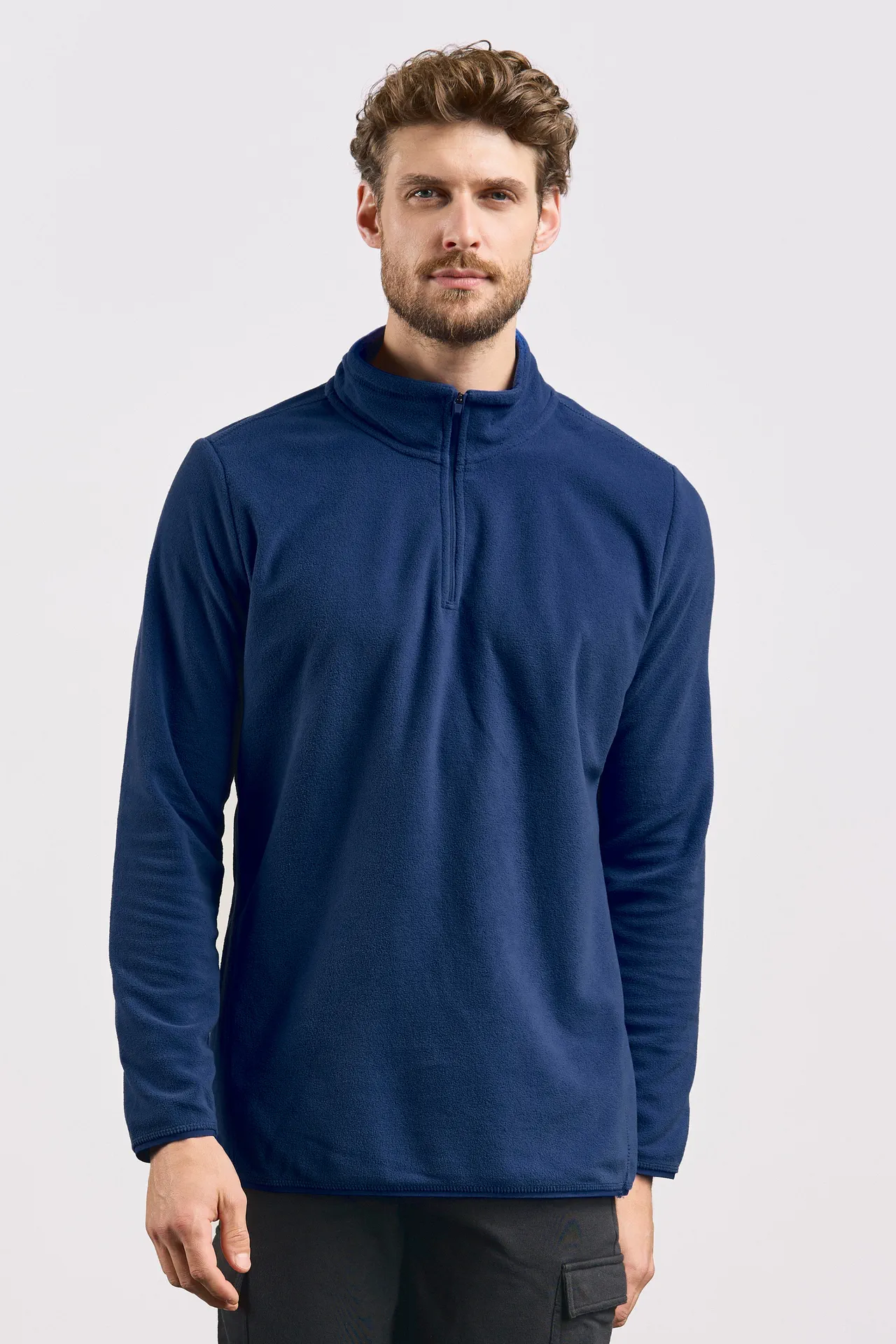 promodoro-7921-mens-recycled-fleece-troyer-frenchnavy-model-0 Promodoro Men´s Recycled Fleece Troyer