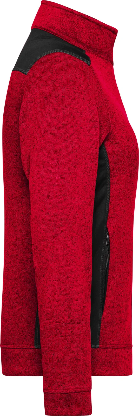 jn861-ladies-knitted-workwear-fleece-jacket-redmelange-black-right-6 James & Nicholson Ladies Knitted Workwear Fleece Jacket -STRONG-