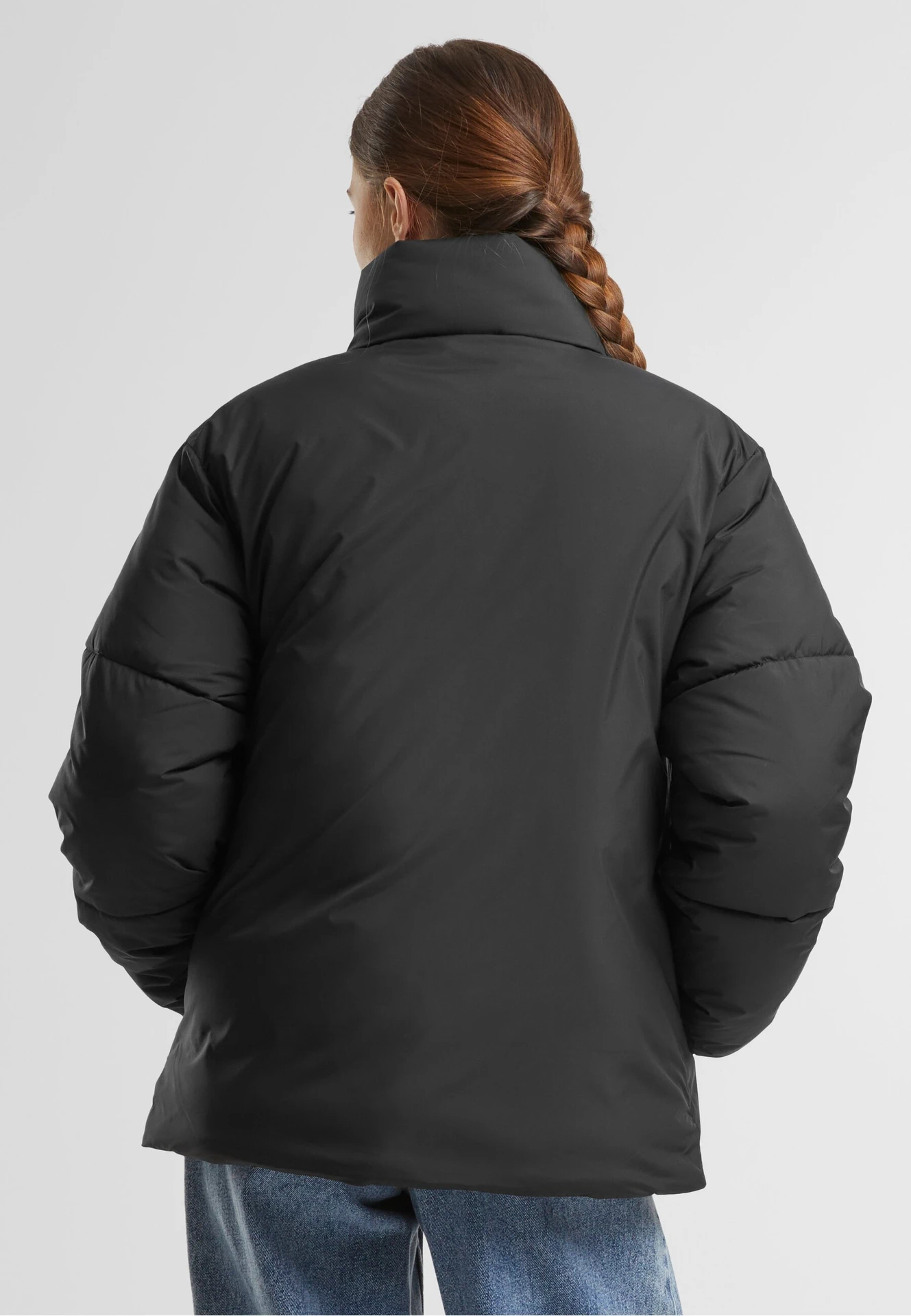BYB-BY383-ladies-loose-puffer-jacket-black-model-2 Build Your Brand Ladies Loose Puffer Jacket