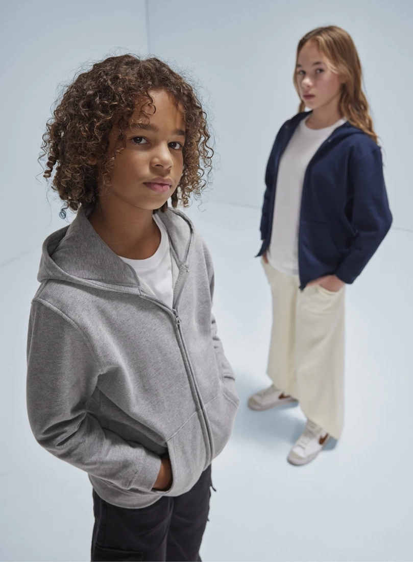 bc-wk003-id.334-zip-hoodie-kids-sport-grey-model-3 B&C Kids ID.334 Zip Hood