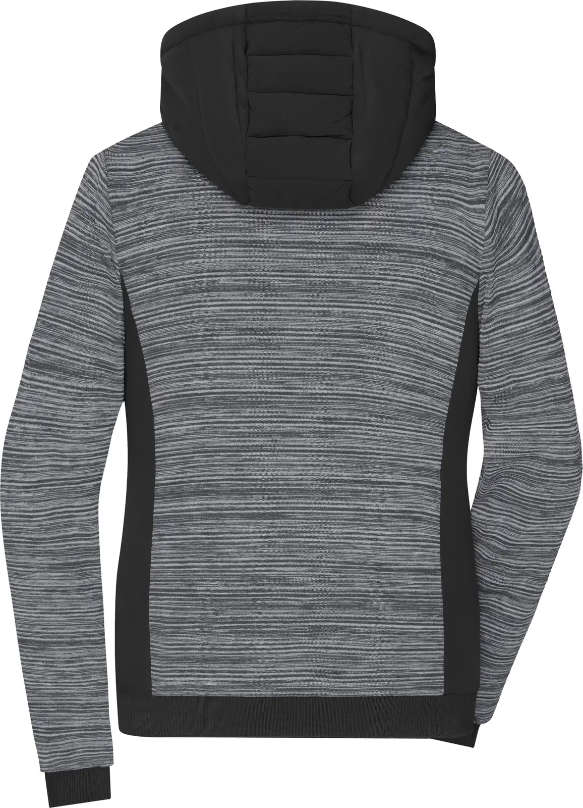 jn1843-ladies-padded-hybrid-jacket-carbonmelange-black-back-5 James & Nicholson Ladies´ Padded Hybrid Jacket