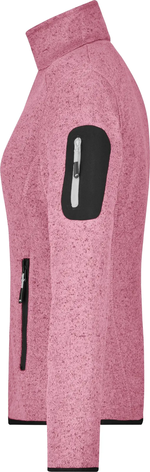 jn761-ladies-knitted-fleece-jacket-pinkmelange-offwhite-left-4 James & Nicholson Ladies Knitted Fleece Jacket