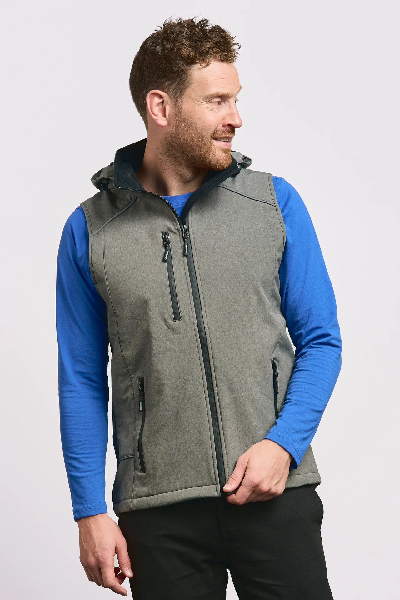 promodoro-7840-mens-softshell-vest-heathergrey-model-0 Promodoro Men´s Softshell Vest
