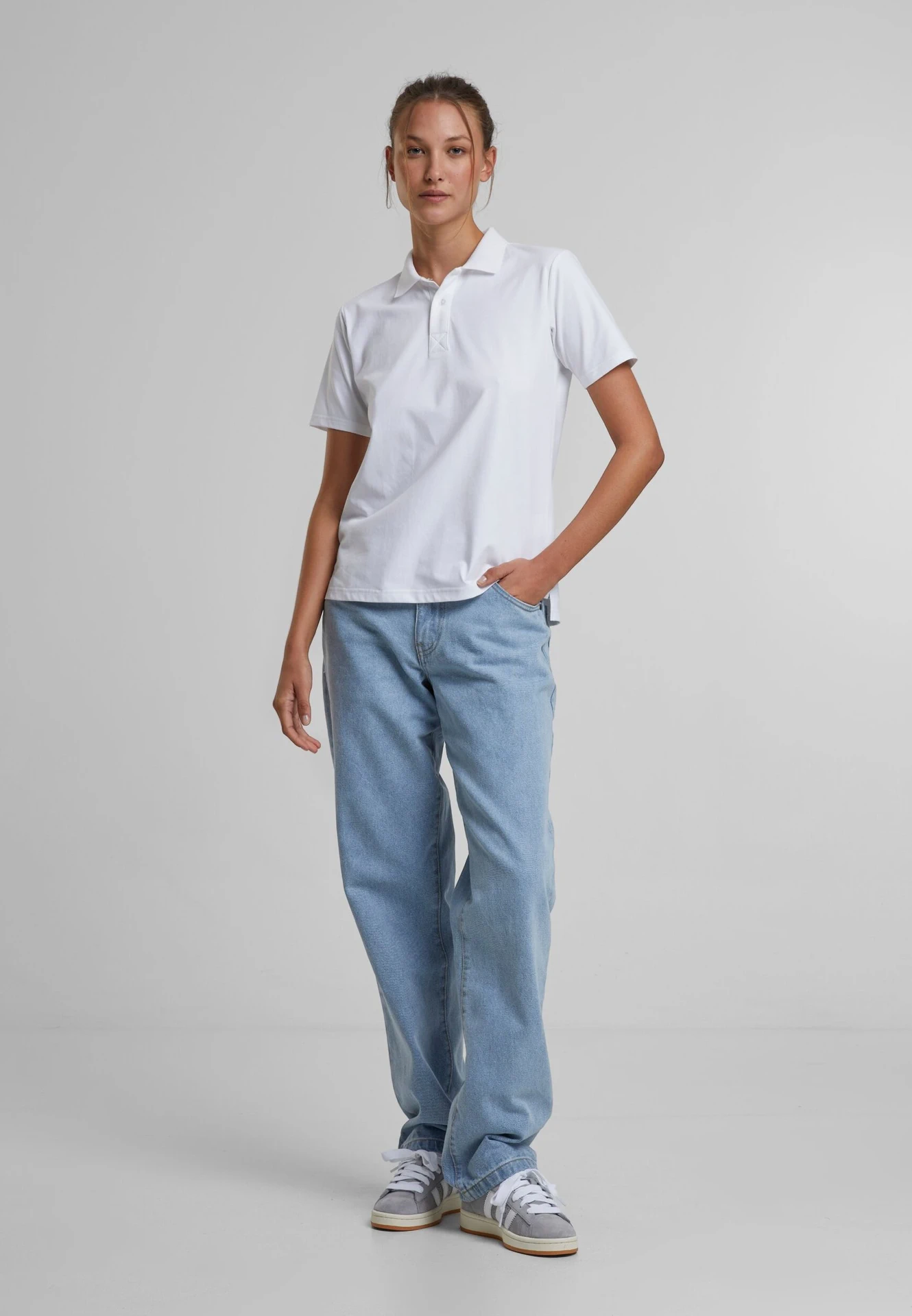 BYB-BY368-sorona-ladies-poloshirt-white-model-3 Build Your Brand Sorona® Ladies Polo Tee