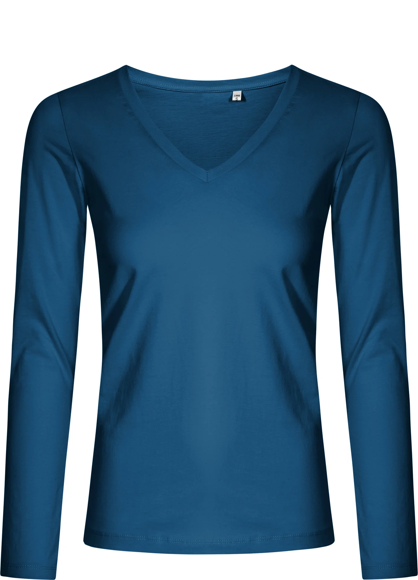 promodoro-1560-womens-v-neck-t-shirt-long-sleeve-petrol-front-3 Promodoro Women´s V-Neck T-Shirt Long Sleeve