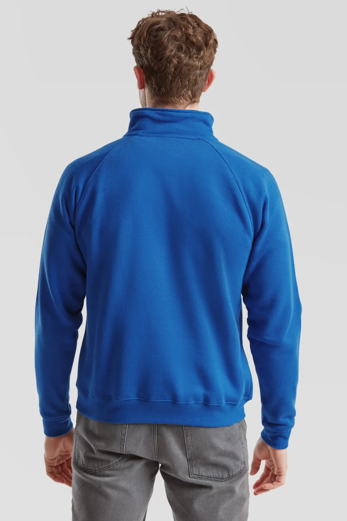 fruit-of-the-loom-62-032-0-premium-zip-neck-sweatshirt-royalblue-model-2 F.O.L. Zip-Neck Sweat mit 1/4 Zip