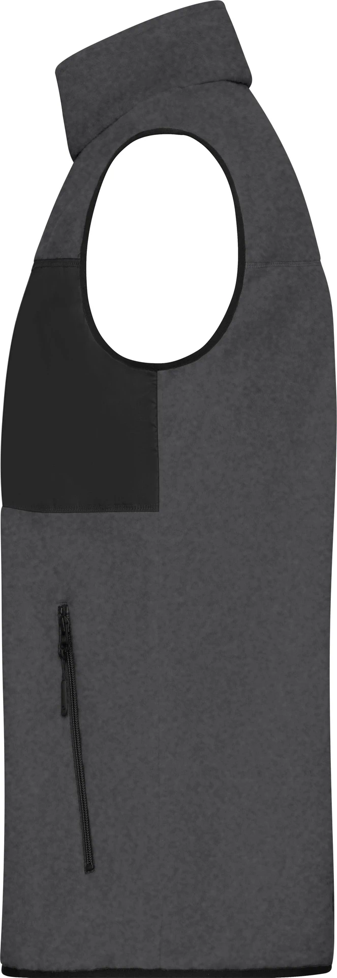 jn1310-mens-fleece-vest-darkmelange-black-left-4 James & Nicholson Men´s Fleece Vest