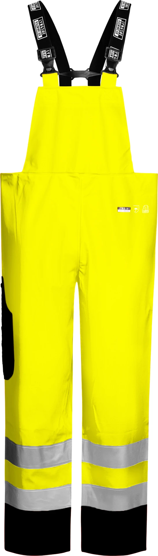 lyngsoe-fr-lr6029-flammhemmende-hi-vis-regenlatzhose-leuchtgelb-navy-front-1 Lyngsøe FR-LR6029 Flammhemmende Hi-Vis Regenlatzhose