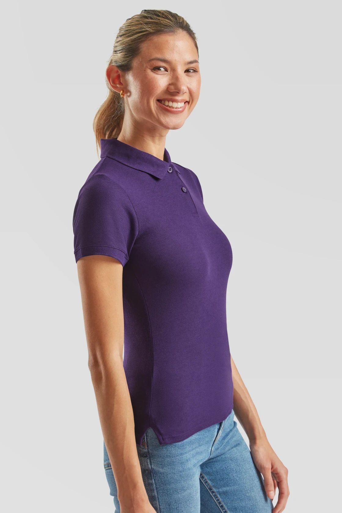 fruit-of-the-loom-63-212-0-ladies-65-35-poloshirt-purple-model-1 F.O.L. Lady-Fit 65/35 Piqué Polo