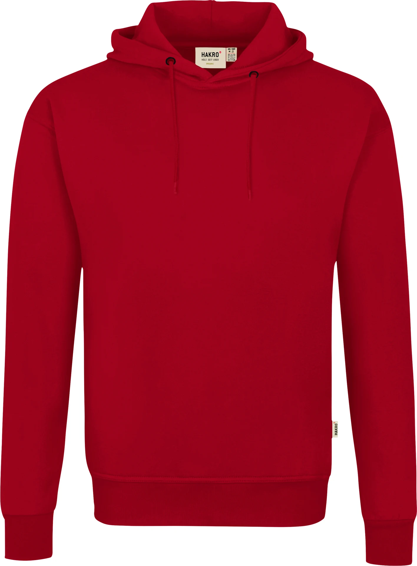hakro-560-kapuzen-sweatshirt-bio-baumwolle-rot-front-1 HAKRO Kapuzen-Sweatshirt 560 Bio-Baumwolle GOTS