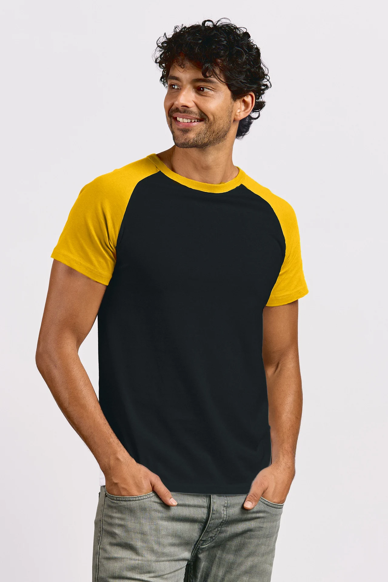 promodoro-1060-mens-raglan-t-shirt-black-gold-model-0 Promodoro Men's Raglan-T