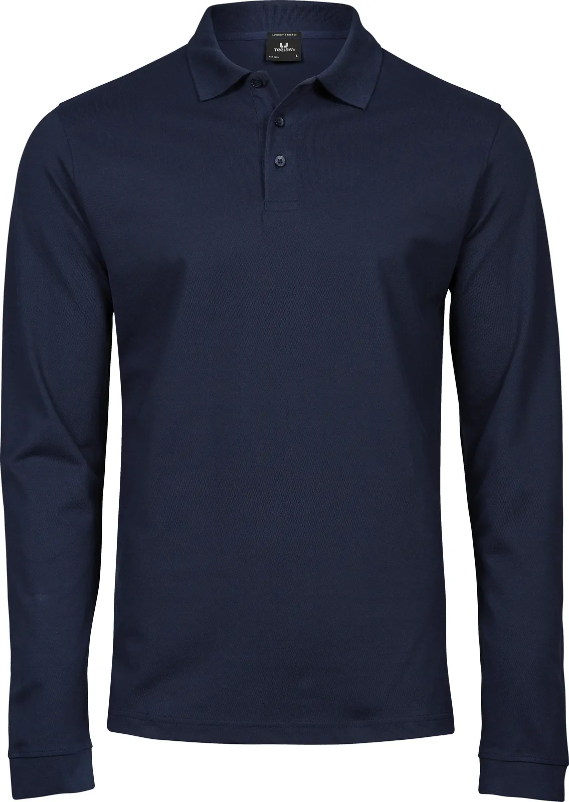 tee-jays-1406-mens-luxury-stretch-long-sleeve-poloshirt-navy-front-1 Tee Jays Men's Luxury Stretch Long Sleeve Polo
