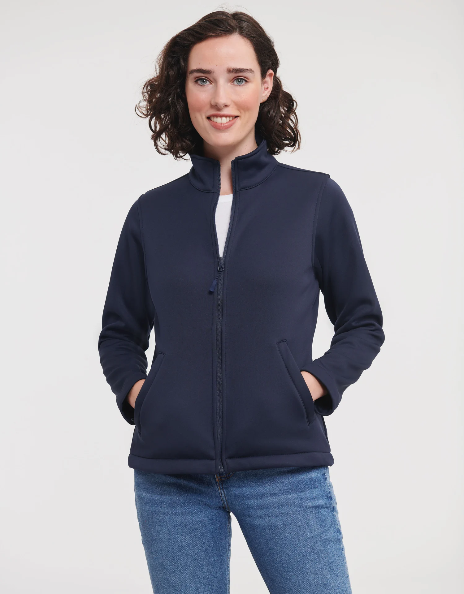 russell-r040f-ladies-smart-softshell-jacket-frenchnavy-model-1 Russell Ladies Smart Softshell Jacket