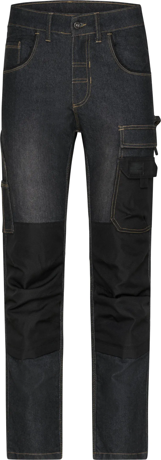jn875-workwear-stretch-jeans-blackdenim-front-3 James & Nicholson Workwear Stretch-Jeans